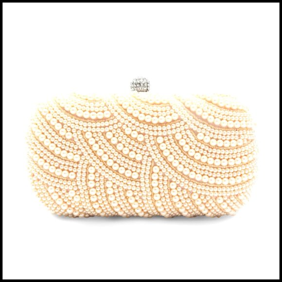 Pearl Rhinestone Evening Clutch Elegant Retro Bridal Wedding Purse Chain